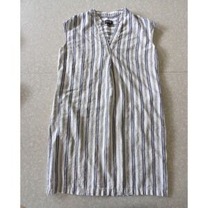 Jones New York Linen Striped Sleeveless Shift Dress Sz 4 Cottage Beach Coastal